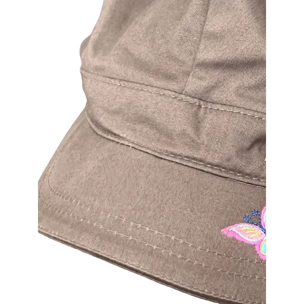 The Children's Place Cotton Cap Sequins Flower Embroidered Butterfly Size 7-8